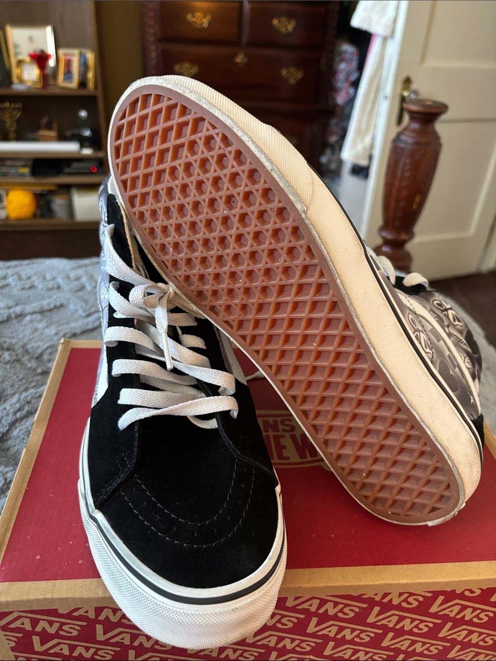 Vans Black and White High-Top Skate Sneakers - Picture 2 of 10